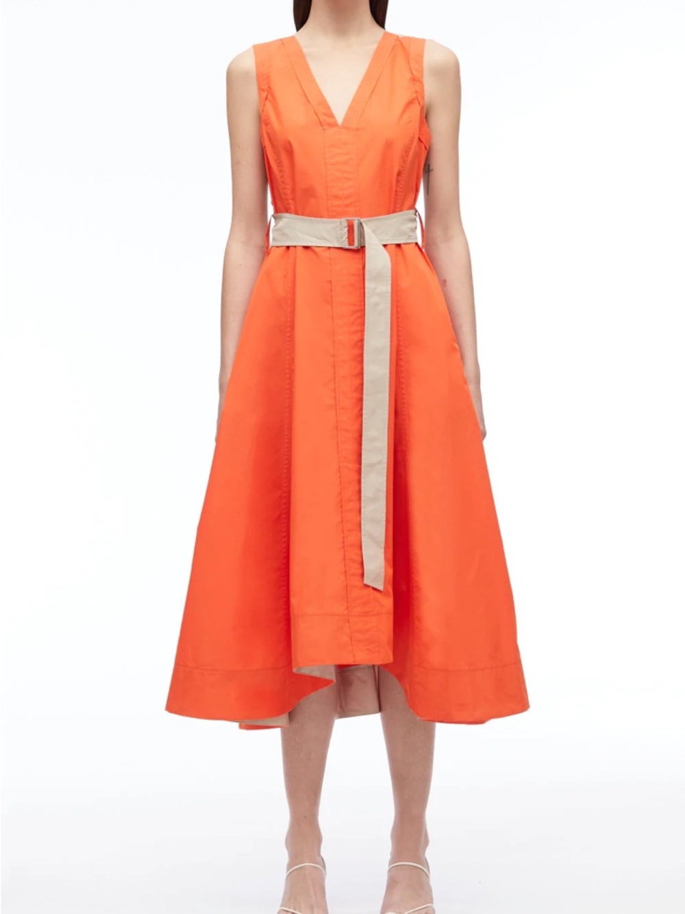 3.1 Phillip lim V-neck belted poplin midi dress